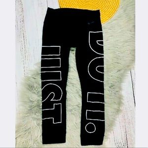 NIKE Dri-Fit Gold Cuffed Leggings Just do it Women's black white text logo